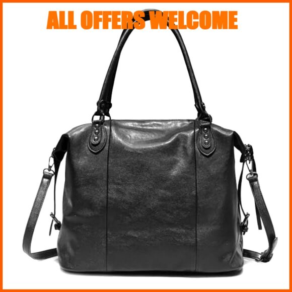 Vegan Leather Tote Bag with Adjustable Strap Crossbody Purse